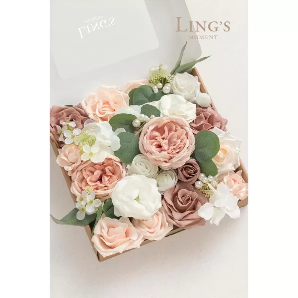 imageLings Moment Artificial Flowers Combo Box Set Sarah Dusty Rose ampamp Navy for DIY Wedding Bouquet Centerpieces Decor Floral Arrangement DecorDusty Rose  Pale Peach