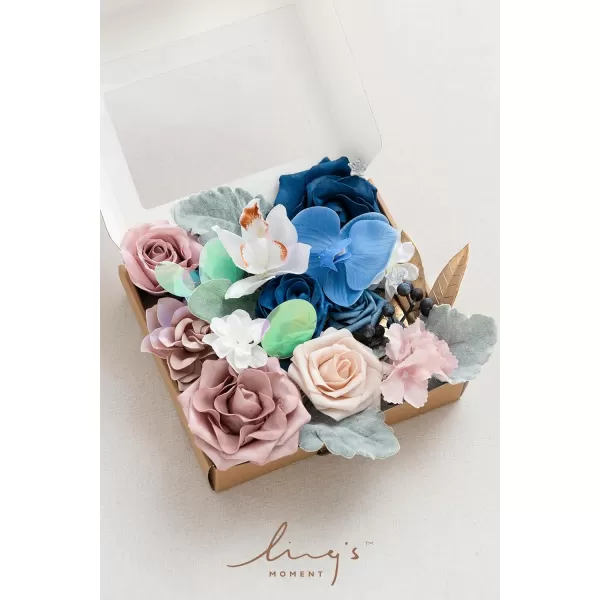 imageLings Moment Artificial Flowers Combo Box Set Sarah Dusty Rose ampamp Navy for DIY Wedding Bouquet Centerpieces Decor Floral Arrangement DecorDusty Rose  Navy Blue