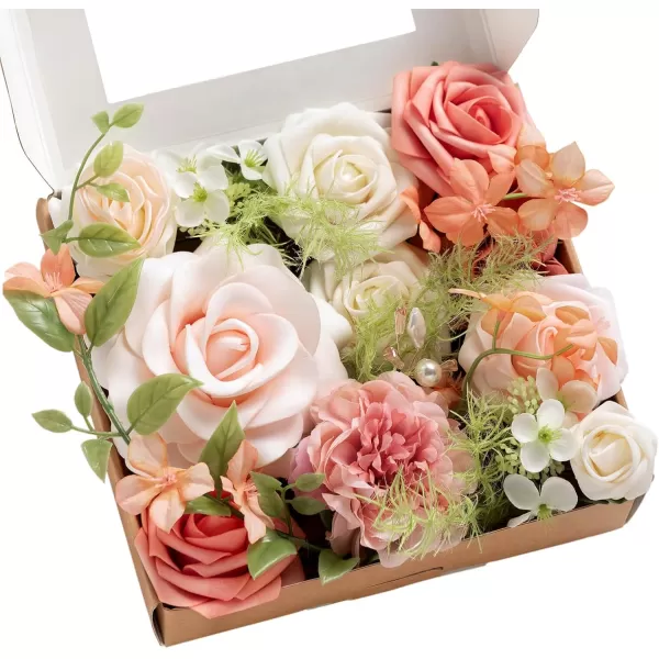 imageLings Moment Artificial Flowers Combo Box Set Sarah Dusty Rose ampamp Navy for DIY Wedding Bouquet Centerpieces Decor Floral Arrangement DecorGarden Blush