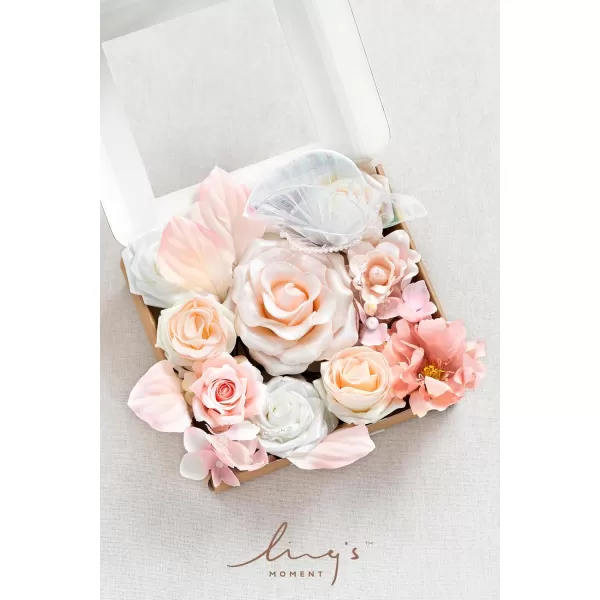 imageLings Moment Artificial Flowers Combo Box Set Sarah Dusty Rose ampamp Navy for DIY Wedding Bouquet Centerpieces Decor Floral Arrangement DecorGlowing Blush  Pearl