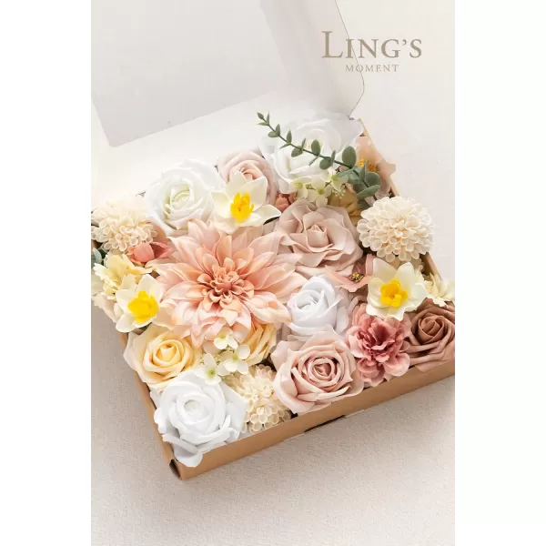 imageLings Moment Artificial Flowers Combo Box Set Sarah Dusty Rose ampamp Navy for DIY Wedding Bouquet Centerpieces Decor Floral Arrangement DecorPale Pink  Yellow