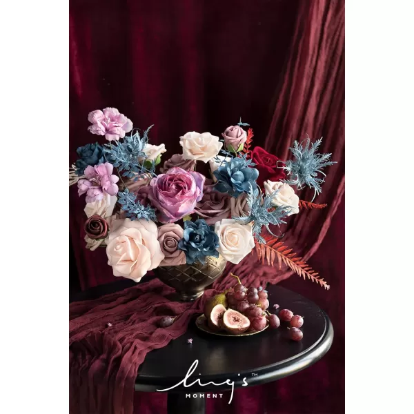 imageLings Moment Artificial Flowers Combo Box Set Sarah Dusty Rose ampamp Navy for DIY Wedding Bouquet Centerpieces Decor Floral Arrangement DecorPeach  Navy