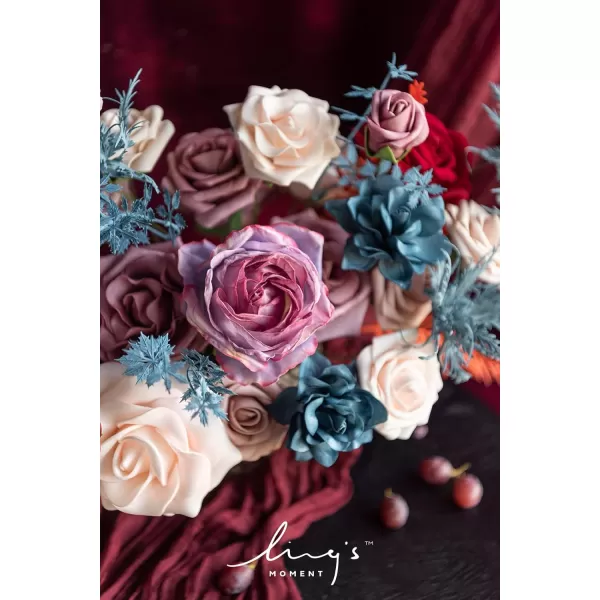 imageLings Moment Artificial Flowers Combo Box Set Sarah Dusty Rose ampamp Navy for DIY Wedding Bouquet Centerpieces Decor Floral Arrangement DecorPeach  Navy