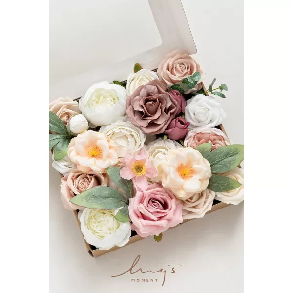 imageLings Moment Artificial Flowers Combo Box Set Sarah Dusty Rose ampamp Navy for DIY Wedding Bouquet Centerpieces Decor Floral Arrangement DecorPink  Cream  White