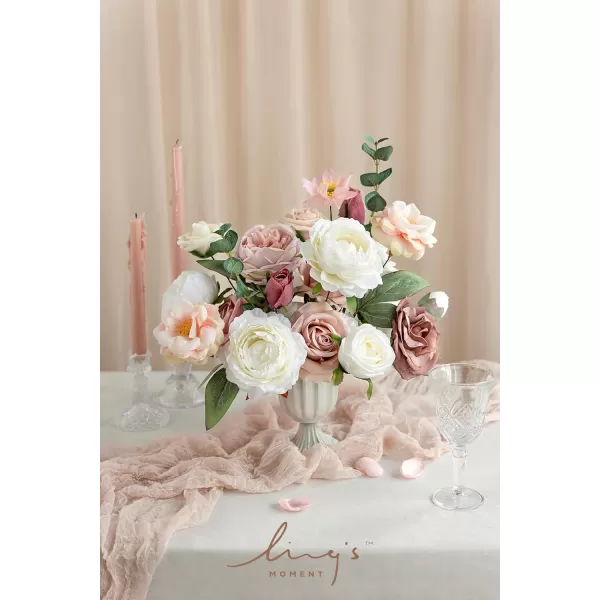 imageLings Moment Artificial Flowers Combo Box Set Sarah Dusty Rose ampamp Navy for DIY Wedding Bouquet Centerpieces Decor Floral Arrangement DecorPink  Cream  White