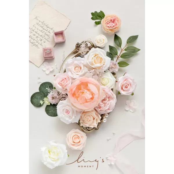 imageLings Moment Artificial Flowers Combo Box Set Sarah Dusty Rose ampamp Navy for DIY Wedding Bouquet Centerpieces Decor Floral Arrangement DecorPink  Cream