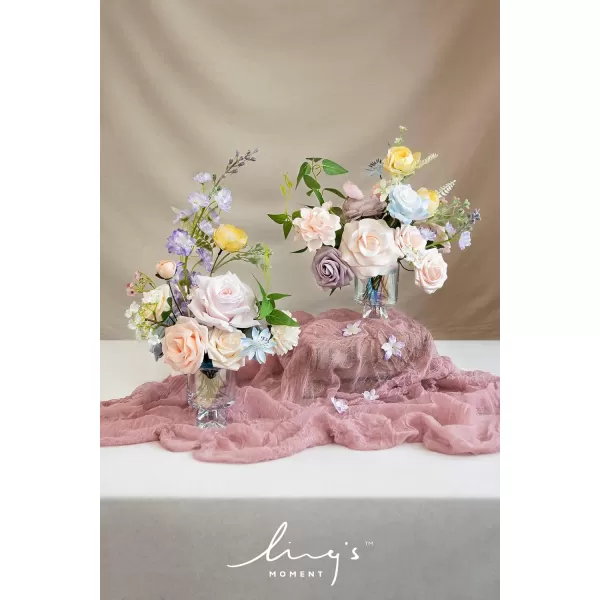 imageLings Moment Artificial Flowers Combo Box Set Sarah Dusty Rose ampamp Navy for DIY Wedding Bouquet Centerpieces Decor Floral Arrangement DecorPowder Blue  Peach