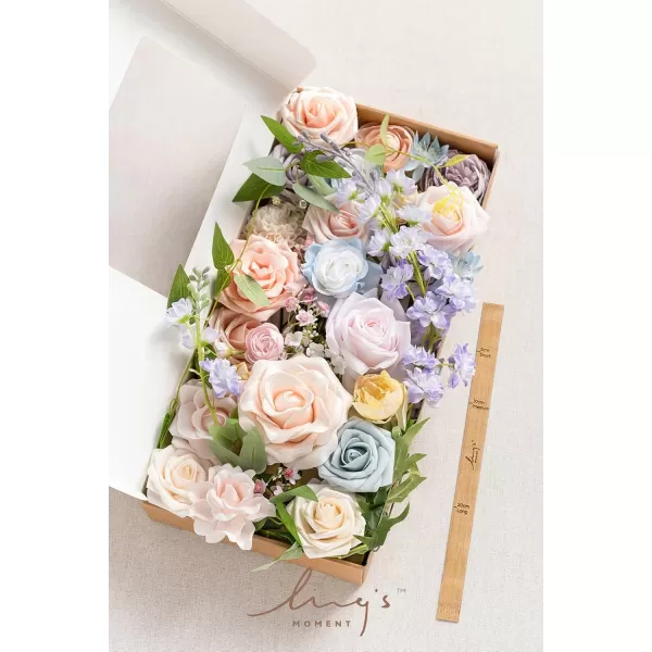 imageLings Moment Artificial Flowers Combo Box Set Sarah Dusty Rose ampamp Navy for DIY Wedding Bouquet Centerpieces Decor Floral Arrangement DecorPowder Blue  Peach