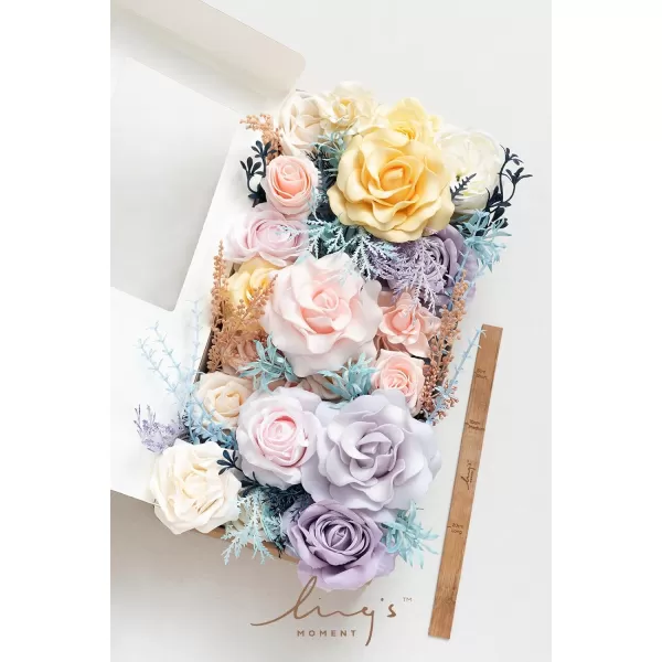 imageLings Moment Artificial Flowers Combo Box Set Sarah Dusty Rose ampamp Navy for DIY Wedding Bouquet Centerpieces Decor Floral Arrangement DecorPowder Blue  Pale Lavender