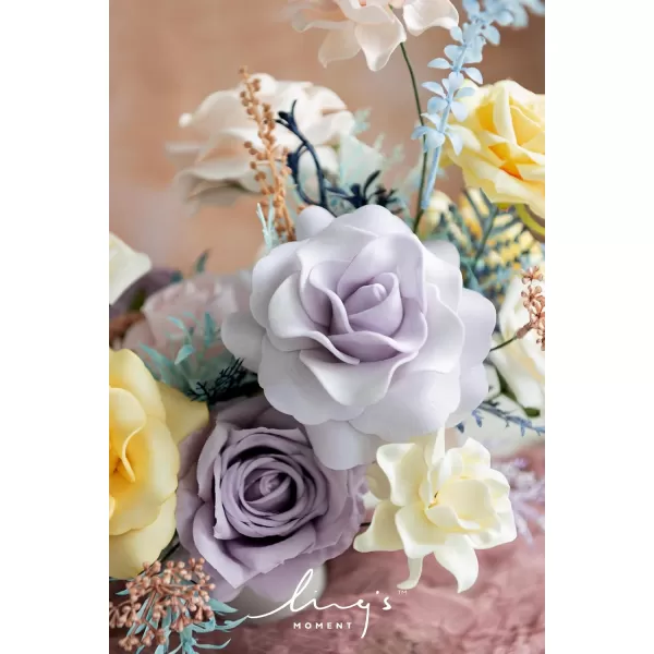 imageLings Moment Artificial Flowers Combo Box Set Sarah Dusty Rose ampamp Navy for DIY Wedding Bouquet Centerpieces Decor Floral Arrangement DecorPowder Blue  Pale Lavender