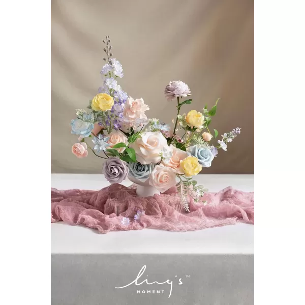 imageLings Moment Artificial Flowers Combo Box Set Sarah Dusty Rose ampamp Navy for DIY Wedding Bouquet Centerpieces Decor Floral Arrangement DecorPowder Blue  Peach