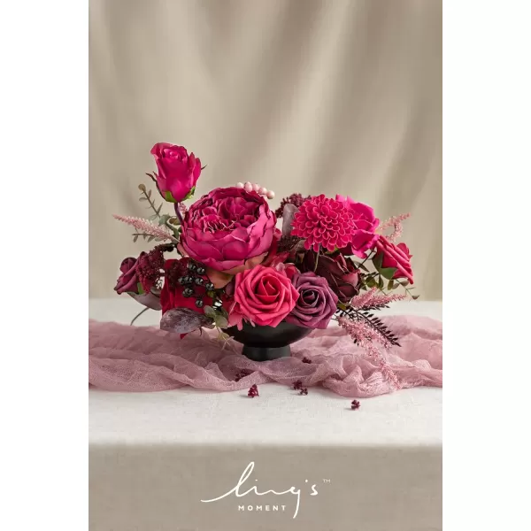 imageLings Moment Artificial Flowers Combo Box Set Sarah Dusty Rose ampamp Navy for DIY Wedding Bouquet Centerpieces Decor Floral Arrangement DecorVmagenta  Hot Pink