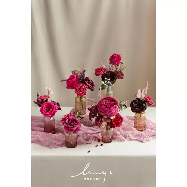 imageLings Moment Artificial Flowers Combo Box Set Sarah Dusty Rose ampamp Navy for DIY Wedding Bouquet Centerpieces Decor Floral Arrangement DecorVmagenta  Hot Pink