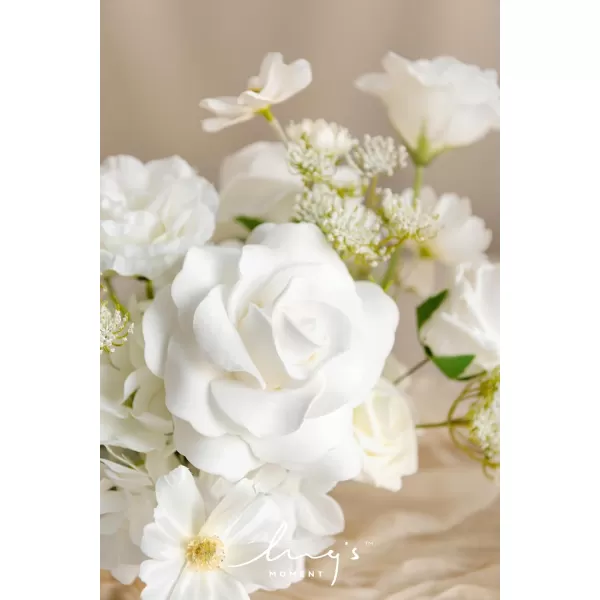 imageLings Moment Artificial Flowers Dusty Blue Dahlia Flowers Combo for DIY Wedding Bouquets Centerpieces Arrangements Party Baby Shower Home Decorations Bridal ShowerA1white  Cream