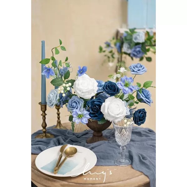 imageLings Moment Artificial Flowers Dusty Blue Dahlia Flowers Combo for DIY Wedding Bouquets Centerpieces Arrangements Party Baby Shower Home Decorations Bridal ShowerB2dusty Blue  Ivory  Sage