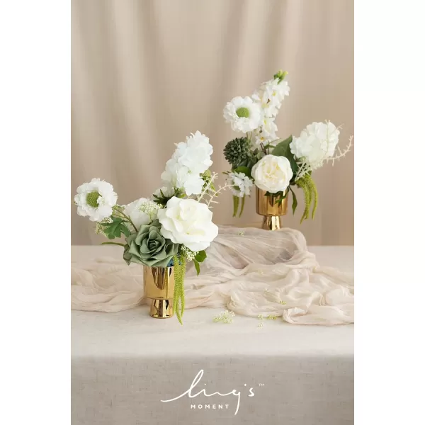 imageLings Moment Artificial Flowers Dusty Blue Dahlia Flowers Combo for DIY Wedding Bouquets Centerpieces Arrangements Party Baby Shower Home Decorations Bridal ShowerA1white  Tinkle Bell Green