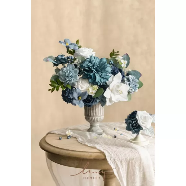 imageLings Moment Artificial Flowers Dusty Blue Dahlia Flowers Combo for DIY Wedding Bouquets Centerpieces Arrangements Party Baby Shower Home Decorations Bridal ShowerB1dusty Blue  Navy