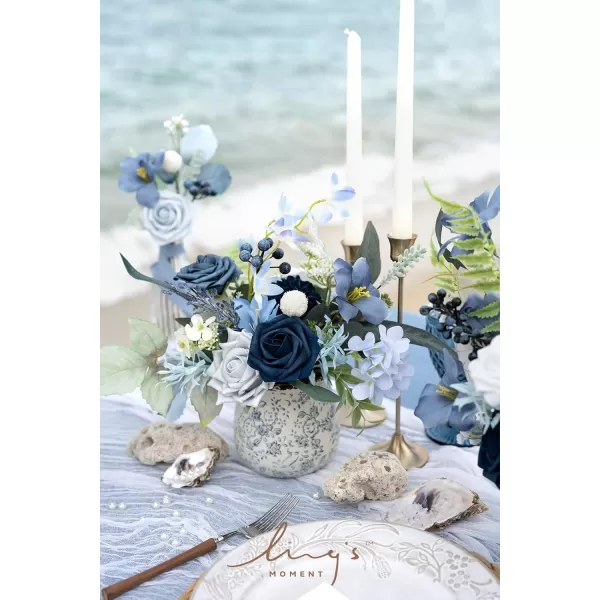 imageLings Moment Artificial Flowers Dusty Blue Dahlia Flowers Combo for DIY Wedding Bouquets Centerpieces Arrangements Party Baby Shower Home Decorations Bridal ShowerB1dusty Blue  Navy