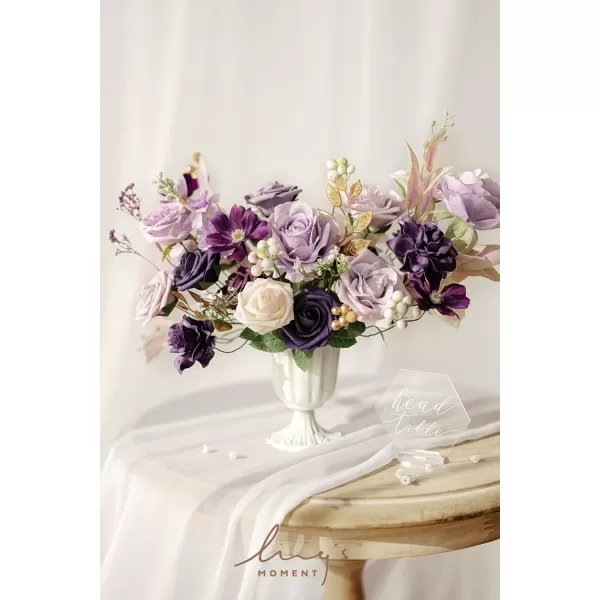 imageLings Moment Artificial Flowers Dusty Blue Dahlia Flowers Combo for DIY Wedding Bouquets Centerpieces Arrangements Party Baby Shower Home Decorations Bridal ShowerC1lilac  Cream