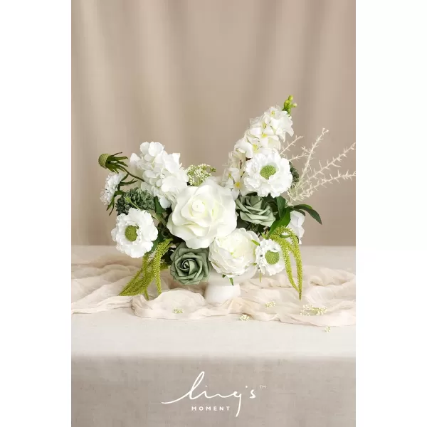 imageLings Moment Artificial Flowers Dusty Blue Dahlia Flowers Combo for DIY Wedding Bouquets Centerpieces Arrangements Party Baby Shower Home Decorations Bridal ShowerA1white  Tinkle Bell Green