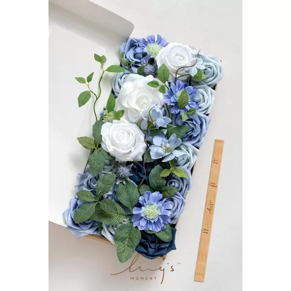 imageLings Moment Artificial Flowers Dusty Blue Dahlia Flowers Combo for DIY Wedding Bouquets Centerpieces Arrangements Party Baby Shower Home Decorations Bridal ShowerB2dusty Blue  Ivory  Sage