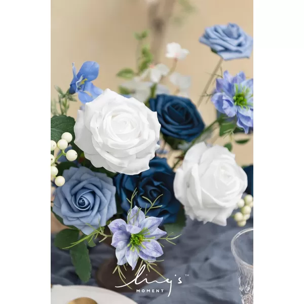 imageLings Moment Artificial Flowers Dusty Blue Dahlia Flowers Combo for DIY Wedding Bouquets Centerpieces Arrangements Party Baby Shower Home Decorations Bridal ShowerB2dusty Blue  Ivory  Sage