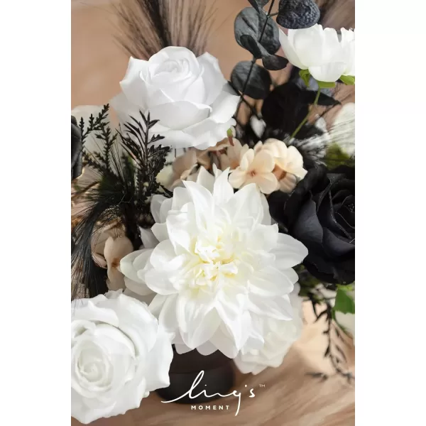 imageLings Moment Artificial Flowers Dusty Blue Dahlia Flowers Combo for DIY Wedding Bouquets Centerpieces Arrangements Party Baby Shower Home Decorations Bridal ShowerA2white  Black  Golden