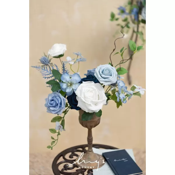 imageLings Moment Artificial Flowers Dusty Blue Dahlia Flowers Combo for DIY Wedding Bouquets Centerpieces Arrangements Party Baby Shower Home Decorations Bridal ShowerB2dusty Blue  Ivory  Sage