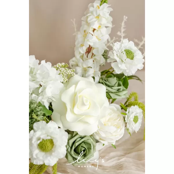 imageLings Moment Artificial Flowers Dusty Blue Dahlia Flowers Combo for DIY Wedding Bouquets Centerpieces Arrangements Party Baby Shower Home Decorations Bridal ShowerA1white  Tinkle Bell Green