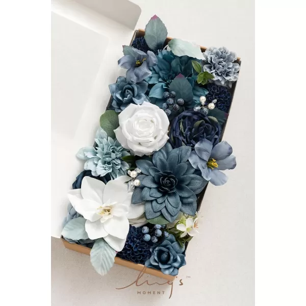 imageLings Moment Artificial Flowers Dusty Blue Dahlia Flowers Combo for DIY Wedding Bouquets Centerpieces Arrangements Party Baby Shower Home Decorations Bridal ShowerB1dusty Blue  Navy