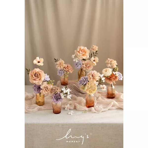 imageLings Moment Artificial Flowers Dusty Blue Dahlia Flowers Combo for DIY Wedding Bouquets Centerpieces Arrangements Party Baby Shower Home Decorations Bridal ShowerC1lavender  Peach