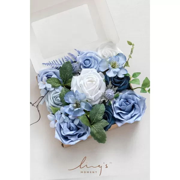 imageLings Moment Artificial Flowers Dusty Blue Dahlia Flowers Combo for DIY Wedding Bouquets Centerpieces Arrangements Party Baby Shower Home Decorations Bridal ShowerB2dusty Blue  Ivory  Sage