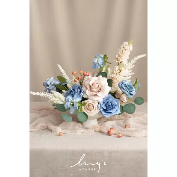 imageLings Moment Artificial Flowers Dusty Blue Dahlia Flowers Combo for DIY Wedding Bouquets Centerpieces Arrangements Party Baby Shower Home Decorations Bridal ShowerB2provence Blue  Nude