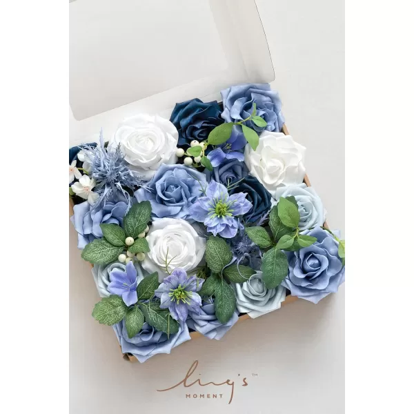 imageLings Moment Artificial Flowers Dusty Blue Dahlia Flowers Combo for DIY Wedding Bouquets Centerpieces Arrangements Party Baby Shower Home Decorations Bridal ShowerB2dusty Blue  Ivory  Sage