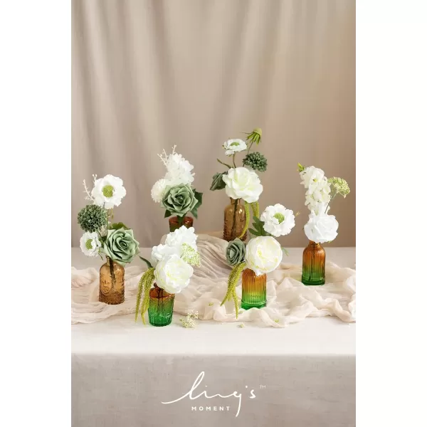imageLings Moment Artificial Flowers Dusty Blue Dahlia Flowers Combo for DIY Wedding Bouquets Centerpieces Arrangements Party Baby Shower Home Decorations Bridal ShowerA1white  Tinkle Bell Green
