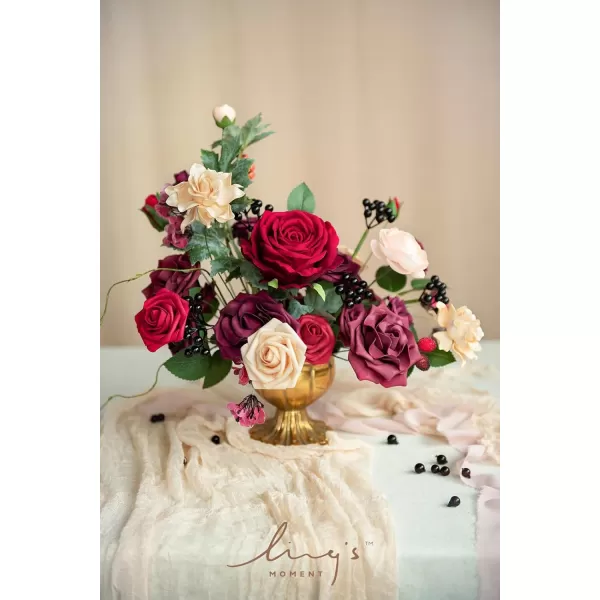 imageLings Moment Marsala Artificial Flowers Box Set for DIY Wedding Bouquets Centerpieces Arrangements Party Baby Bridal Shower Home DecorationsBordeaux Red