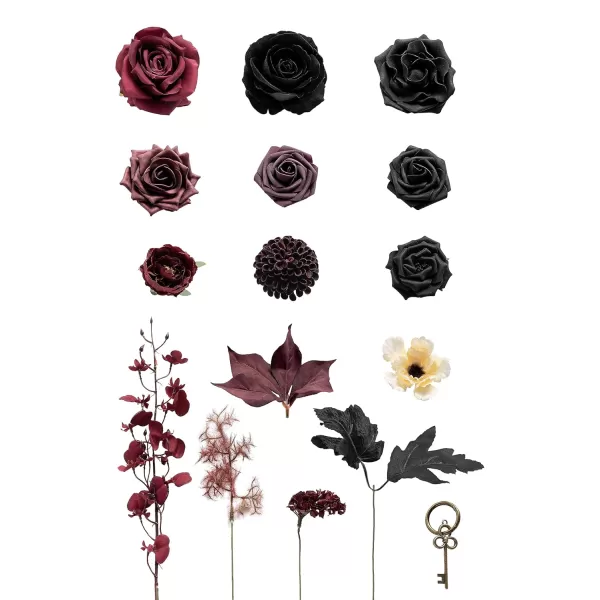 imageLings Moment Marsala Artificial Flowers Box Set for DIY Wedding Bouquets Centerpieces Arrangements Party Baby Bridal Shower Home DecorationsBurgundy  Black