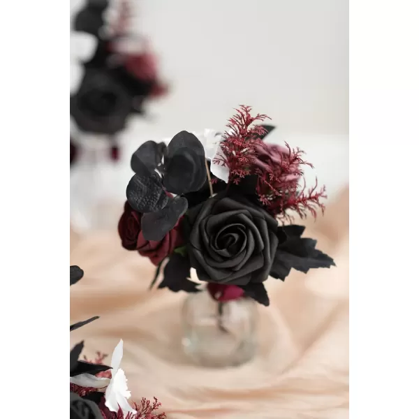 imageLings Moment Marsala Artificial Flowers Box Set for DIY Wedding Bouquets Centerpieces Arrangements Party Baby Bridal Shower Home DecorationsBurgundy  Black