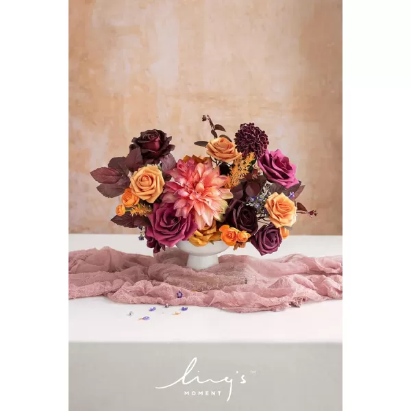 imageLings Moment Marsala Artificial Flowers Box Set for DIY Wedding Bouquets Centerpieces Arrangements Party Baby Bridal Shower Home DecorationsBurgundy  Sorbet Orange