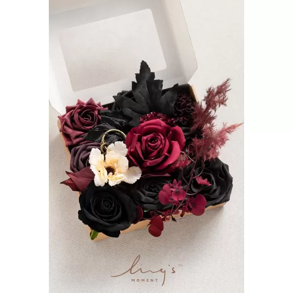 imageLings Moment Marsala Artificial Flowers Box Set for DIY Wedding Bouquets Centerpieces Arrangements Party Baby Bridal Shower Home DecorationsBurgundy  Black