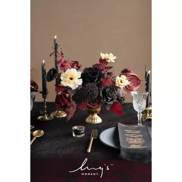 imageLings Moment Marsala Artificial Flowers Box Set for DIY Wedding Bouquets Centerpieces Arrangements Party Baby Bridal Shower Home DecorationsBurgundy  Black