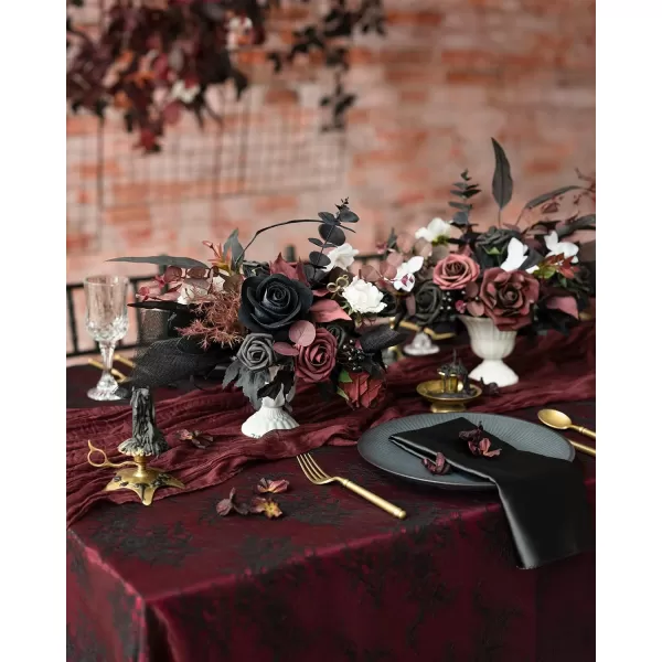 imageLings Moment Marsala Artificial Flowers Box Set for DIY Wedding Bouquets Centerpieces Arrangements Party Baby Bridal Shower Home DecorationsBurgundy  Black