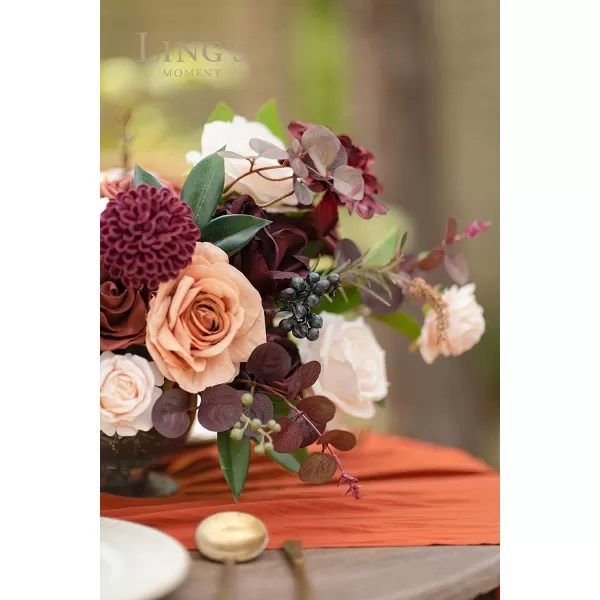 imageLings Moment Marsala Artificial Flowers Box Set for DIY Wedding Bouquets Centerpieces Arrangements Party Baby Bridal Shower Home DecorationsBurgundy  Amber