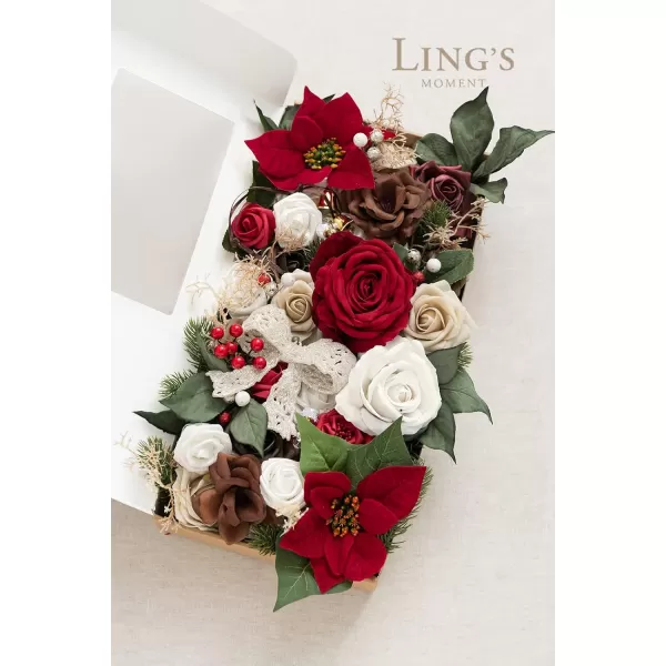 imageLings Moment Marsala Artificial Flowers Box Set for DIY Wedding Bouquets Centerpieces Arrangements Party Baby Bridal Shower Home DecorationsClassic Christmas