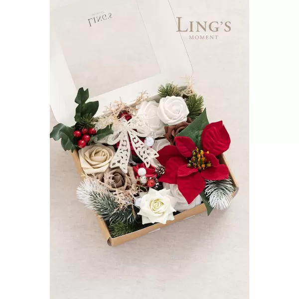 imageLings Moment Marsala Artificial Flowers Box Set for DIY Wedding Bouquets Centerpieces Arrangements Party Baby Bridal Shower Home DecorationsClassic Christmas