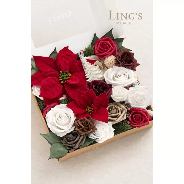 imageLings Moment Marsala Artificial Flowers Box Set for DIY Wedding Bouquets Centerpieces Arrangements Party Baby Bridal Shower Home DecorationsClassic Christmas