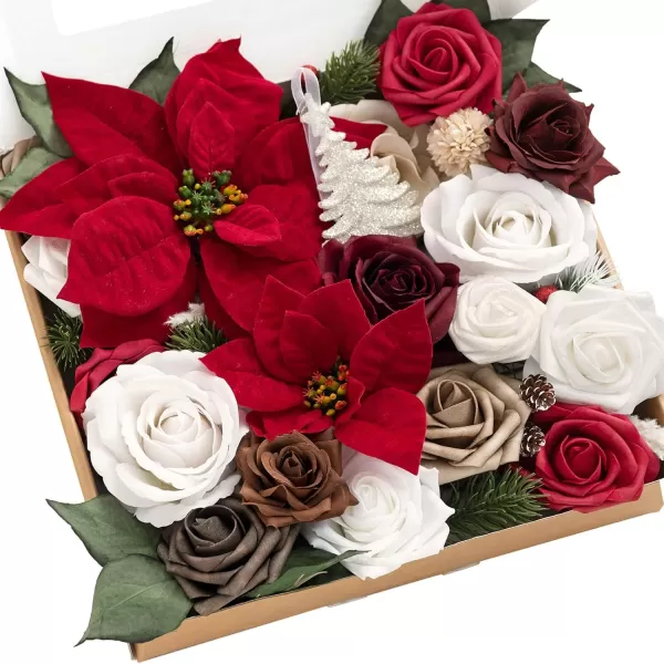 imageLings Moment Marsala Artificial Flowers Box Set for DIY Wedding Bouquets Centerpieces Arrangements Party Baby Bridal Shower Home DecorationsClassic Christmas