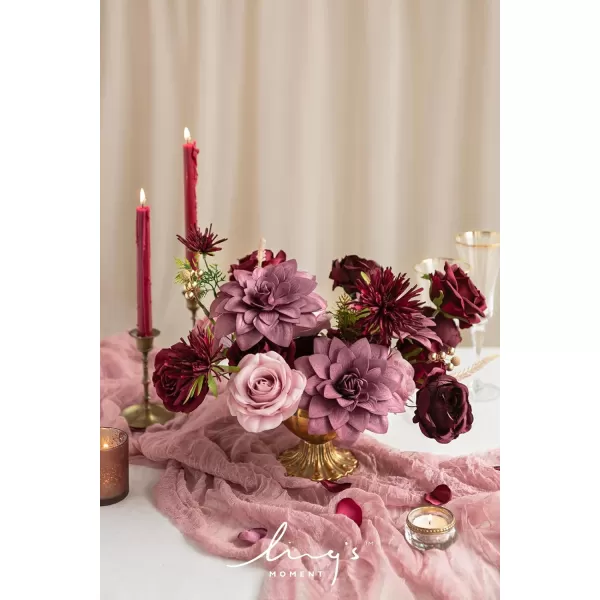 imageLings Moment Marsala Artificial Flowers Box Set for DIY Wedding Bouquets Centerpieces Arrangements Party Baby Bridal Shower Home DecorationsDark Red  Pale Pink