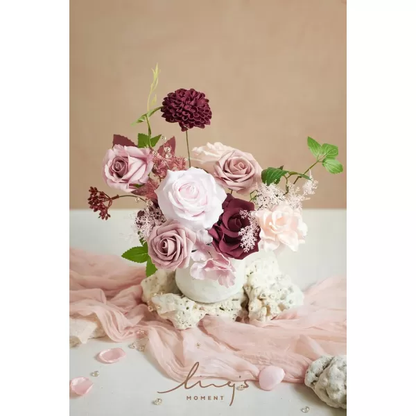 imageLings Moment Marsala Artificial Flowers Box Set for DIY Wedding Bouquets Centerpieces Arrangements Party Baby Bridal Shower Home DecorationsDusty Rose  Mauve