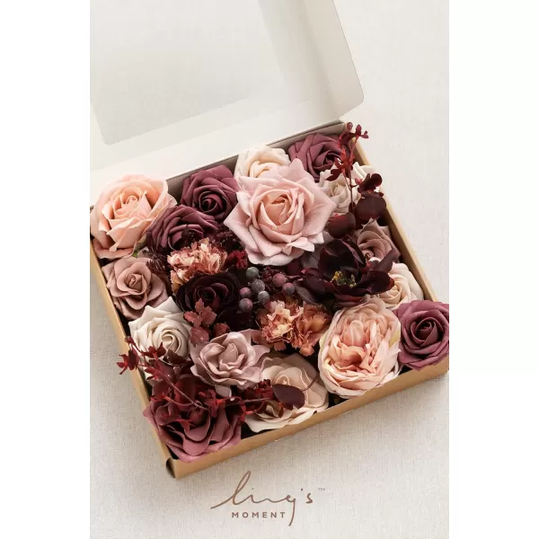 imageLings Moment Marsala Artificial Flowers Box Set for DIY Wedding Bouquets Centerpieces Arrangements Party Baby Bridal Shower Home DecorationsDusty Rose  Rosewood